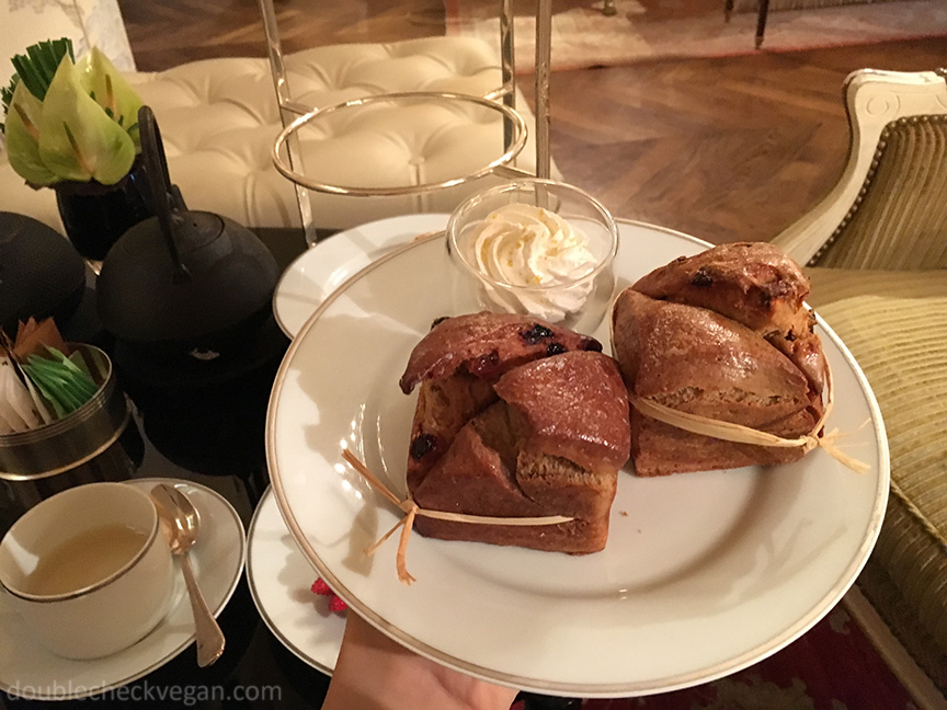 Vegan scones at Shangri-La Hotel in Paris