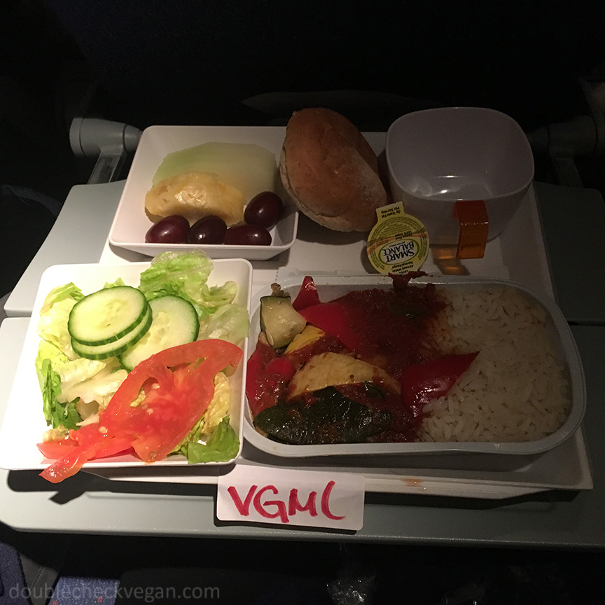 Vegan airplane food on Aeroflot airlines.