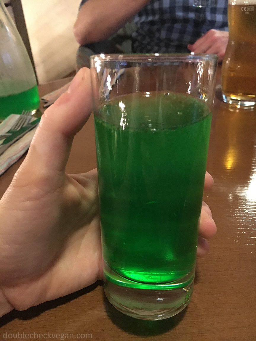 Tarhun green soda at Cafe Batoni in Moscow.