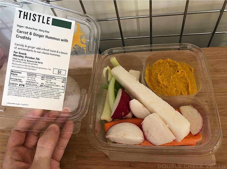 Thistle vegan snack - carrot ginger hummus